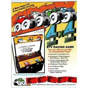 1980s 4x4 ATV Racing Arcade Game Flyer Exidy Inc California Vintage